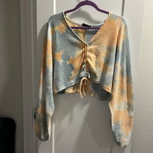 Urban Outfitters cropped tie dye henley